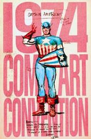 Comic Art Convention program book featuring Joe Simon's original 1940 sketch of Captain America.