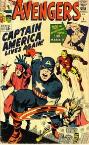 Avengers Vol. 1, #4 (March 1964), art by Jack Kirby (pencils) & George Roussos (inks).