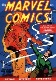 Marvel Comics #1 (Oct. 1939), the first comic from Marvel precursor Timely Comics. Art by Frank R. Paul