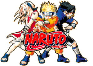 Haruno Sakura, Uzumaki Naruto, and Uchiha Sasuke from left to right