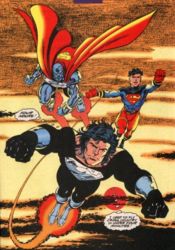 Superman, Steel III (John Henry Irons), and Superboy from "Reign of the Supermen" storyline, 1993. Art by Dan Jurgens.