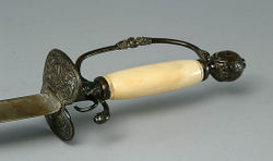 The hilt of the 18th century smallsword used by Captain John Paul Schott in the American Revolution.