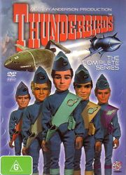 "Thunderbirds" TV series (Australian DVD cover) Jeff Tracy's sons John, Alan, Scott, Virgil, Gordon (Astonauts, Pilots & Aquanaut)