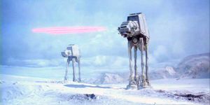 The Empire attacks the Rebel base on Hoth.