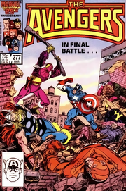Avengers #277 (March 1987), the climax of the "Siege of Avengers Mansion".  Art by John Buscema and Tom Palmer.