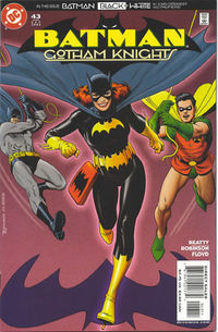 Cover to Batman: Gotham Knights #43 (2003), featuring Batman and two of his allies: Batgirl and Robin. Art by Brian Bolland.