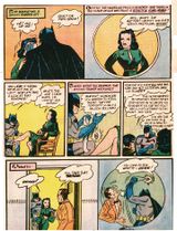 Selina Kyle's first appearance as the Cat in Batman #1, published in the spring of 1940.