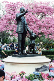 Famous statue of Walt and Mickey, called "Partners", stands at the end of Main Street.