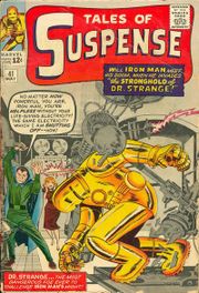 Marvel's first Dr. Strange: Tales of Suspense #41 (May 1963), cover art by Jack Kirby (pencils) & Sol Brodsky (inks)