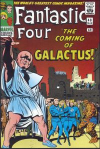 Fantastic Four #48 (March 1966): The Watcher warns, in part one of the landmark "Galactus Trilogy". Cover art by Jack Kirby & Joe Sinnott.