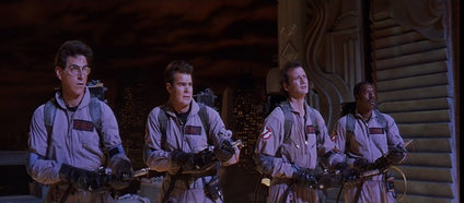 The Ghostbusters in action. From left to right: Egon Spengler, Ray Stantz, Peter Venkman and Winston Zeddemore.
