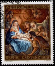 Many postal services release stamps each year to commemorate Christmas. This one is from Austria and was produced in 1999