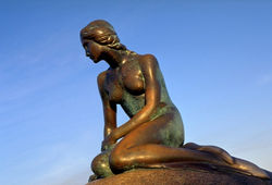 The statue of The Little Mermaid, a monument to Hans Christian Andersen, in Copenhagen harbour.