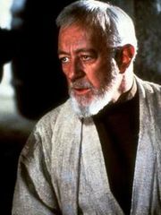 Sir Alec Guinness as Jedi Master Ben (Obi-Wan) Kenobi.