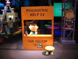  Lucy and her world famous "five-cents-please" psychiatric help booth, as depicted at Universal Studios Japan in Osaka.