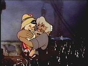 Pinocchio and his father Geppetto are reunited. (Disney, 1940)