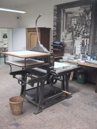 Litography press for printing maps in Munich