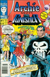 The Punisher's popularity extended to this Aug. 1994 crossover with Archie Comics. The Marvel version, with identical content but a different cover, was titled The Punisher Meets Archie. Cover art by Stan Goldberg & Henry Scarpelli.