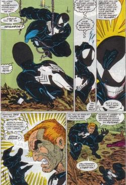 Venom's first confrontation with Spider-Man.