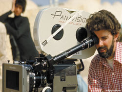 George Lucas shooting the original Star Wars film in 1976.