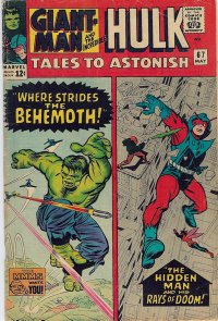 Tales to Astonish #67: A much-reprinted Hulk pose, a briefly used Giant-Man costume. Cover art by Jack Kirby & Chic Stone.