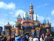 Sleeping Beauty's Castle at Disneyland.  Disneyland is considered to be the first Theme Park, a type of amusement park where rides, shows and attractions are organized and decorated around themes instead of being separately designed and decorated entities.
