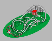 An example of a roller coaster, one of the staples of modern amusement parks.